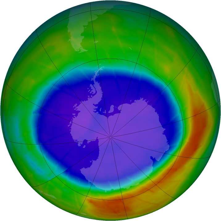 Antarctic ozone map for 19 September 2009